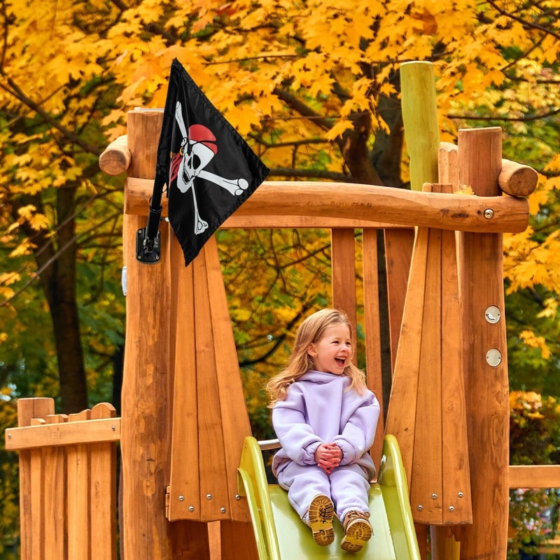 ifeolo Pirate Flag Swing Set Accessory, Double Sided Flag with Pole and Mounting Hardware, Outdoor Flag for Treehouse Playhouse Backyard Decorations - Image 5